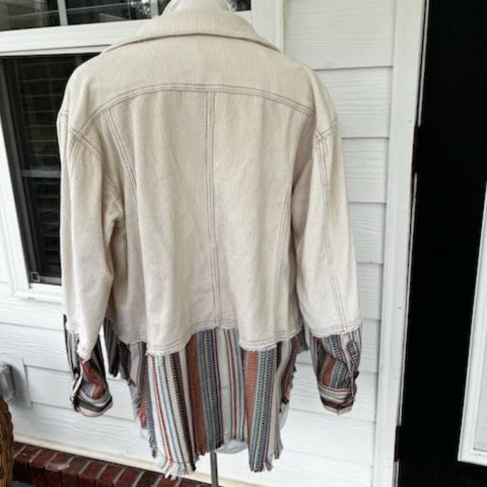 Gimmicks Shacket Women's XL Cotton Stitched Navajo Southwestern Plaid Frayed - Picture 6 of 8